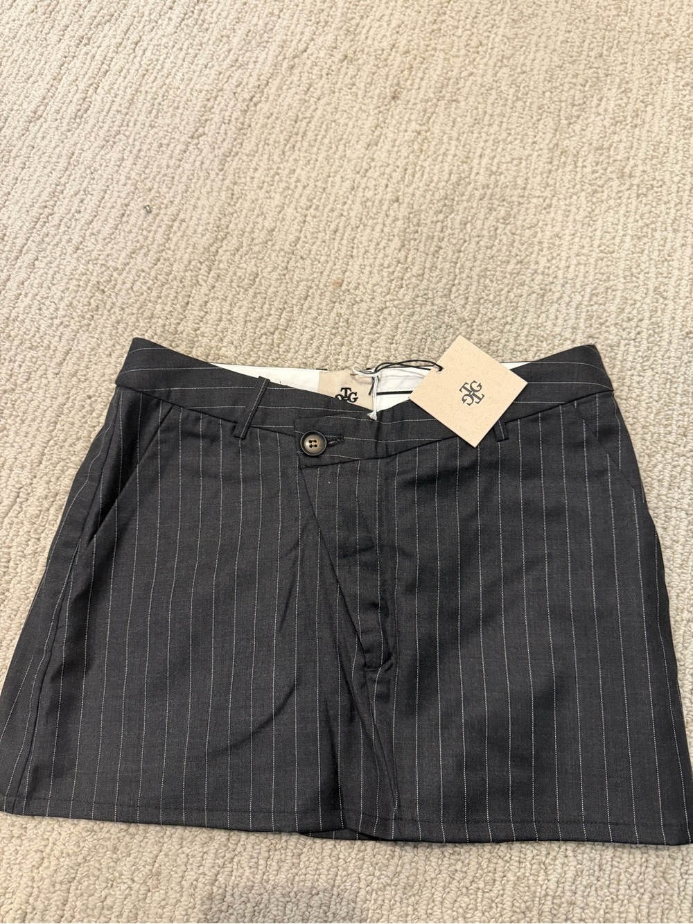 The Garment pinstripe Mini Skirt with Tag - Black Pinstripe